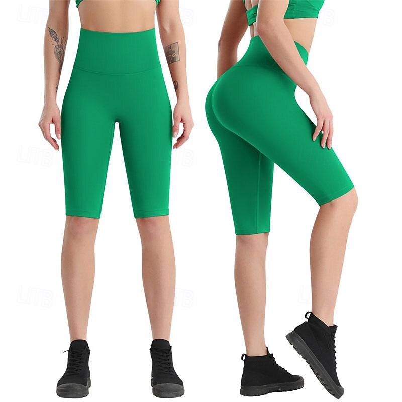 Women's Gym Shorts Yoga Shorts Workout Shorts High Waist Pilates Gym Workout Workout Capri Leggings Solid Color Black Fuchsia Orange Sports Activewear Stretchy Slim2