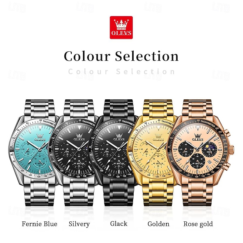 OLEVS Men Quartz Watch Outdoor Fashion Casual Wristwatch Luminous Calendar Waterproof Decoration Steel Watch