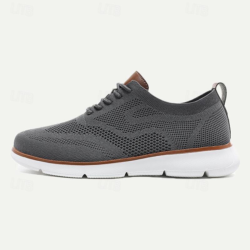 Men's Breathable Knit Sneakers - Lightweight Casual Walking Shoes with Lace-Up Design4