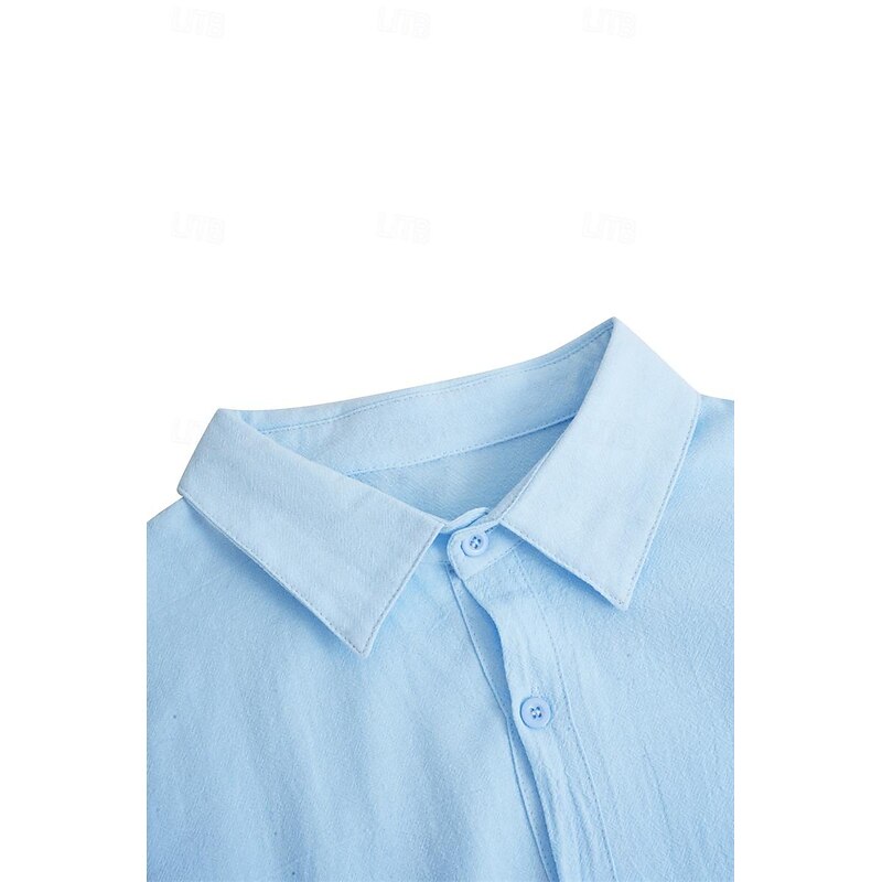Men's Linen Shirt Summer Shirt Beach Wear Casual Shirt Button Up Shirt Plain Vacation Curise Black White Pink Navy Blue Long Sleeve Lapel Spring & Summer Clothing Apparel4