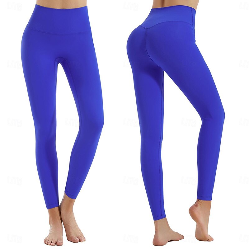 Women's Yoga Pants Yoga Leggings High Waist Pilates Gym Workout Workout Tights Solid Color Black White Royal Blue Spandex Sports Activewear Stretchy Slim4