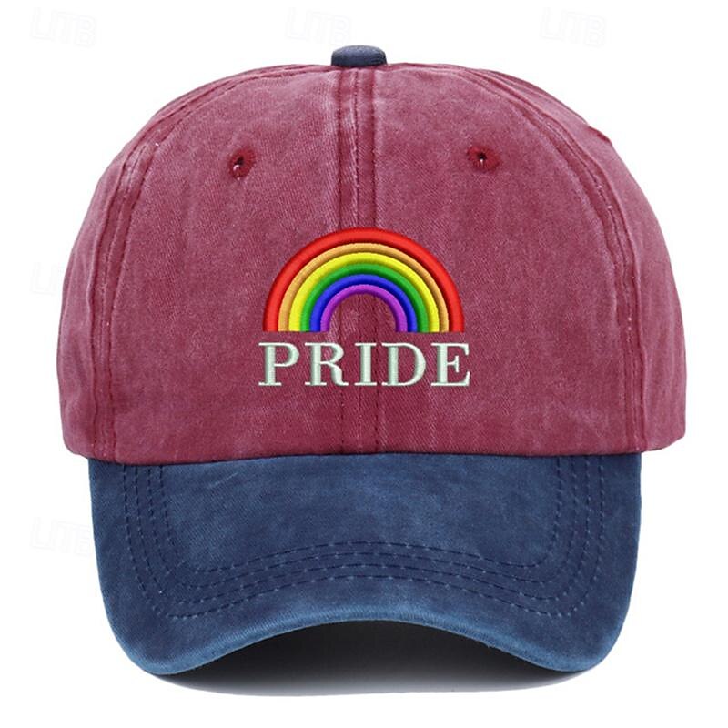 Men's Baseball Cap Sun Hat Trucker Hat Black Red 100% Cotton Embroidered Fashion Casual Street Daily Color Block Rainbow Adjustable Sunscreen Breathable3