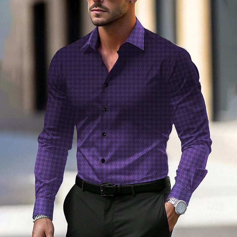 Men's Shirt Dress Shirt Button Up Shirt Black Red Blue Purple Long Sleeve Turndown Summer Clothing Apparel Buttons3