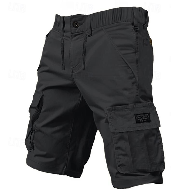 Men's Cargo Shorts Shorts Hiking Shorts Buttons Drawstring Elastic Waist Plain Wearable Short Outdoor Daily Camping & Hiking Fashion Classic Black Army Green2