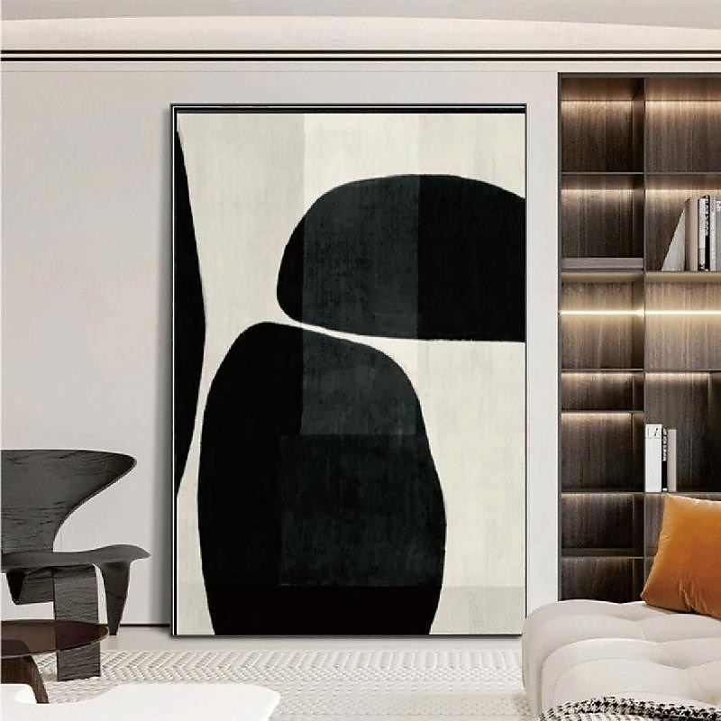 Handmade Black White 3D Minimalist Painting on Canvas Large hand painted Beige Art Wabi Sabi Abstract Wall Art oil painting FOR Living room artwork2