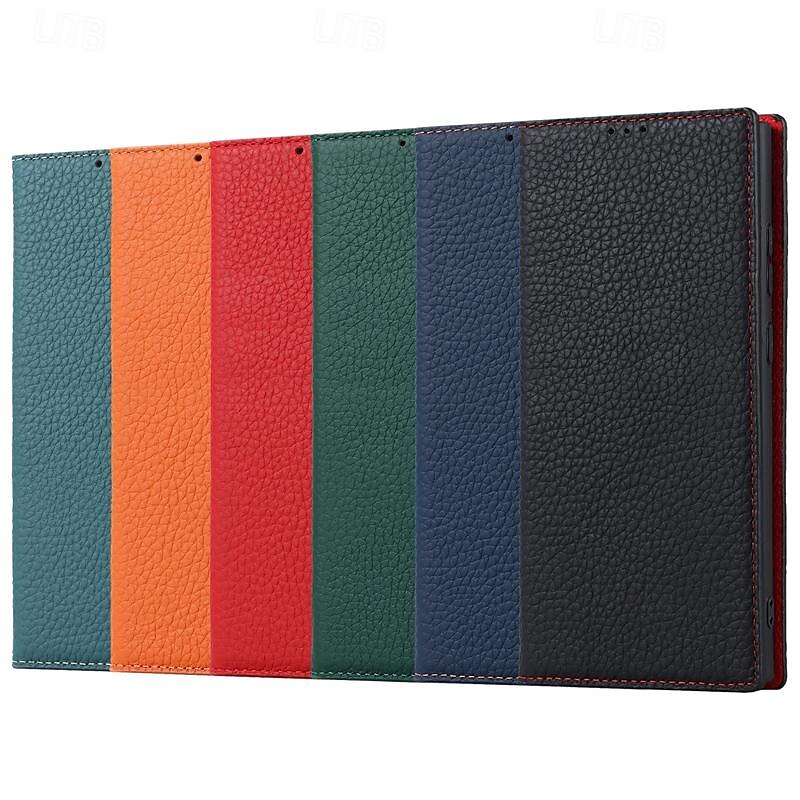 Phone Case For Samsung Galaxy S25 S24 S23 Ultra Plus S22 Plus  Ultra S20 S20 FE Wallet Case with Wrist Strap Kickstand Card Slot Retro Genuine Leather TPU2