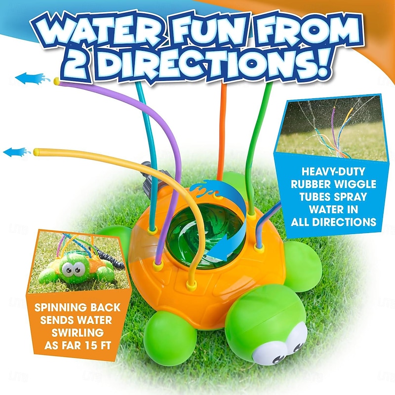 Water Sprinkler for Kids, Toddler Outdoor Toys - Backyard Spinning Turtle Kids Sprinkler Toy - Summer Toys Splashing Fun  Attaches to Garden Hose, Kids Outdoor Toys2