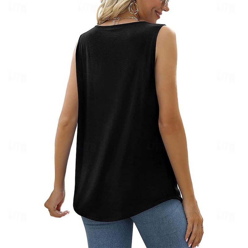 Women's Camisole Tank Top Black White Pink Plain Sexy Street Daily Fashion Square Neck Regular Fit S3