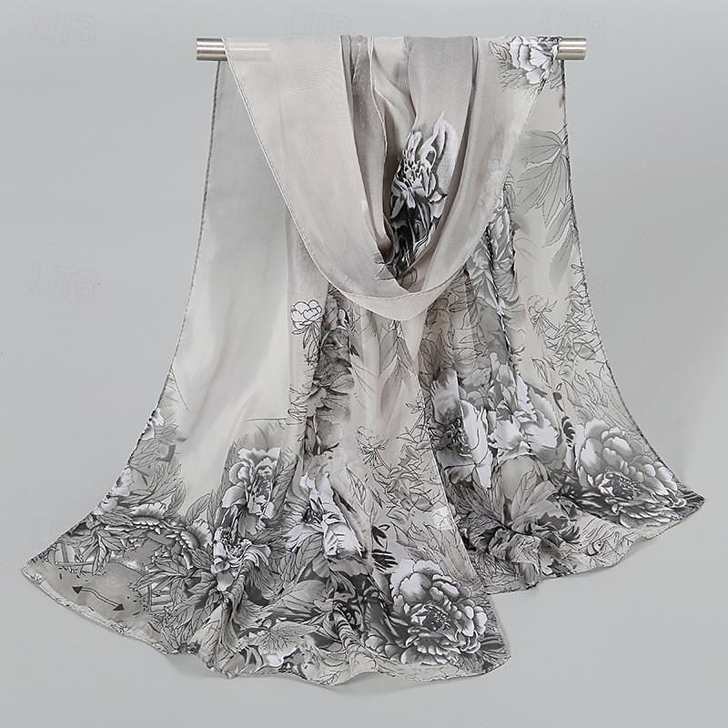 Women's Rectangle Scarf Street Daily Date Grey Yellow Scarf Floral4