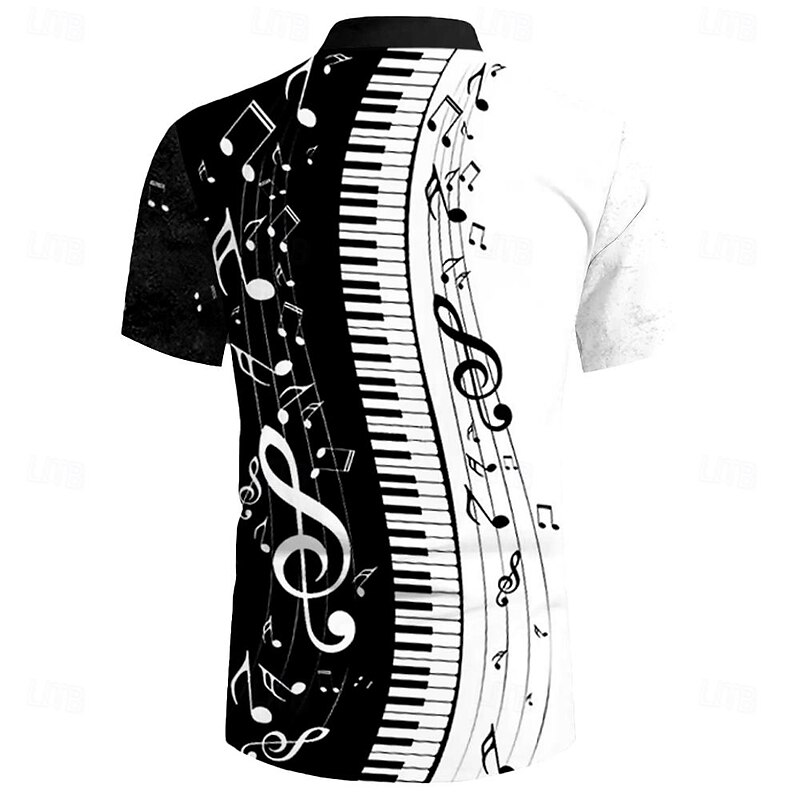 Halloween Men's Gothic Horror Piano Musical Instrument T shirt Tee Short Sleeve T shirt 3D Print Lace Up Neck Shirt Casual Daily Black / White Spring & Summer Clothing Apparel S M L XL XXL 3XL2