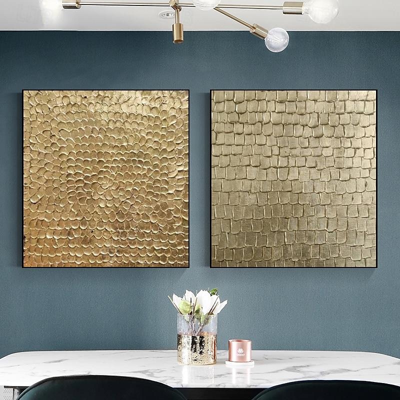 Gold leaf original painting gold wall art Hand painted 3d gold textured art gold metal painting on canvas wall art Home Decor Stretched Frame Ready to Hang or Unframed2