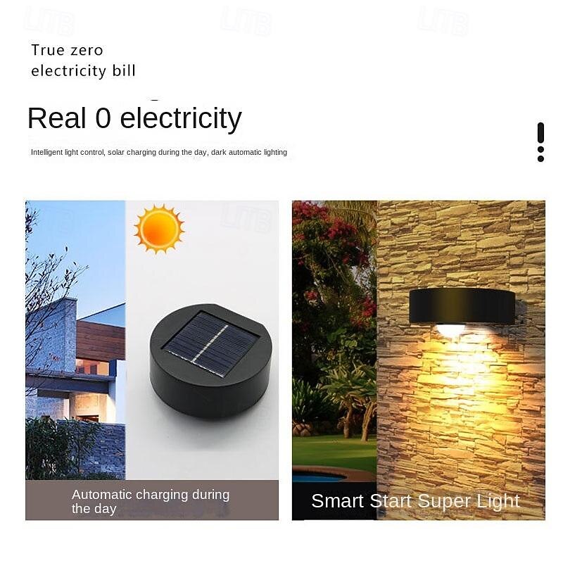 Solar LED Wall Light, 2 Modes Lighting IP67 Outdoor Waterproof Garden Light Villa Courtyard Balcony Landscape Decor Light Exterior Wall Washing Lamp Warm/White Light 1/2pcs3