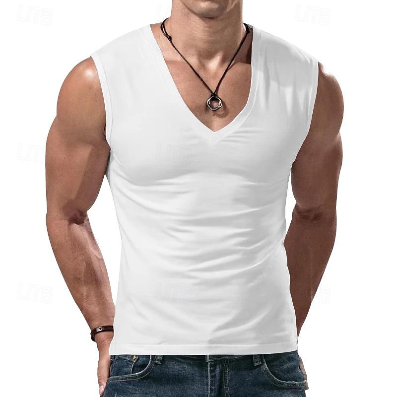 Men's Workout Tank Top Running Tank Top Gym Tank Top Sleeveless Vest / Gilet Casual Athleisure V Neck Solid Colored Quick Dry Soft Breathable Gym Workout Walking Jogging Sportswear Activewear Black3