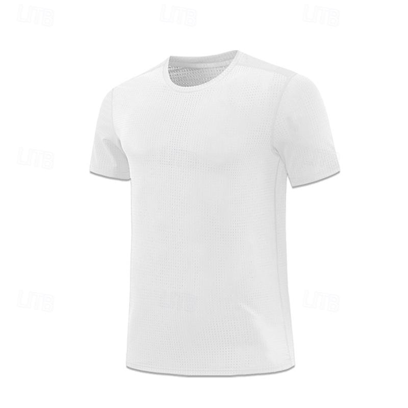 Men's T shirt Short Sleeve Crew Neck Tee Tshirt Muscle T-Shirt Short Sleeve Shirt Outdoor Quick Dry Workout Soft Sweat wicking Polyester Dark Grey Black White Gym Climbing Camping / Hiking / Caving4