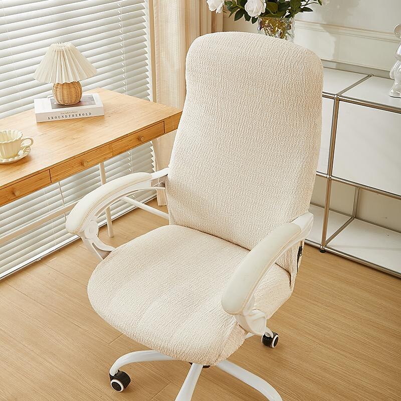 Office Chair Cover Flower High Back Dining Chair CoverComputer Swivel Chair Hotel Zipper Anti Slip One-Piece Armchair Protective Dust Cover 13
