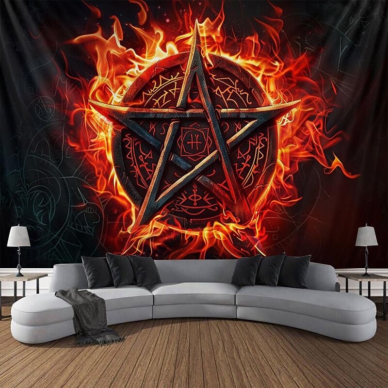 Pentagram Wicca Wiccan Pagan Psychedelic Hanging Tapestry Wall Art Large Tapestry Mural Decor Photograph Backdrop Blanket Curtain Home Bedroom Living Room Decoration