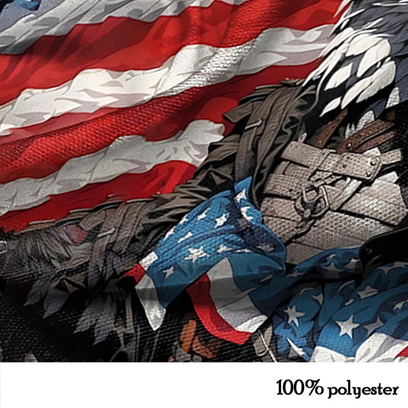 American Independence Day Men's American / USA American Flag National Flag Button Up Shirt Short Sleeve Resort Style Causal Casual Holiday Summer Turndown Buttons Pocket Black Blue2