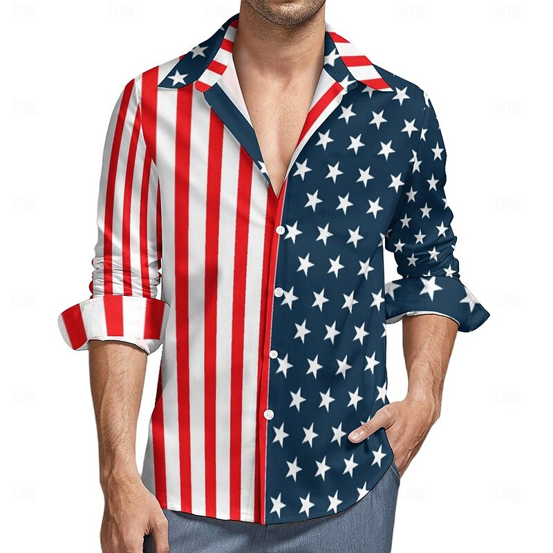 USA Flag Halloween Blouse / Shirt Cosplay Adults' Men's Carnival Independence Day / the Fourth of July July 4 Performance Party Easy Halloween Costumes Dress Up3