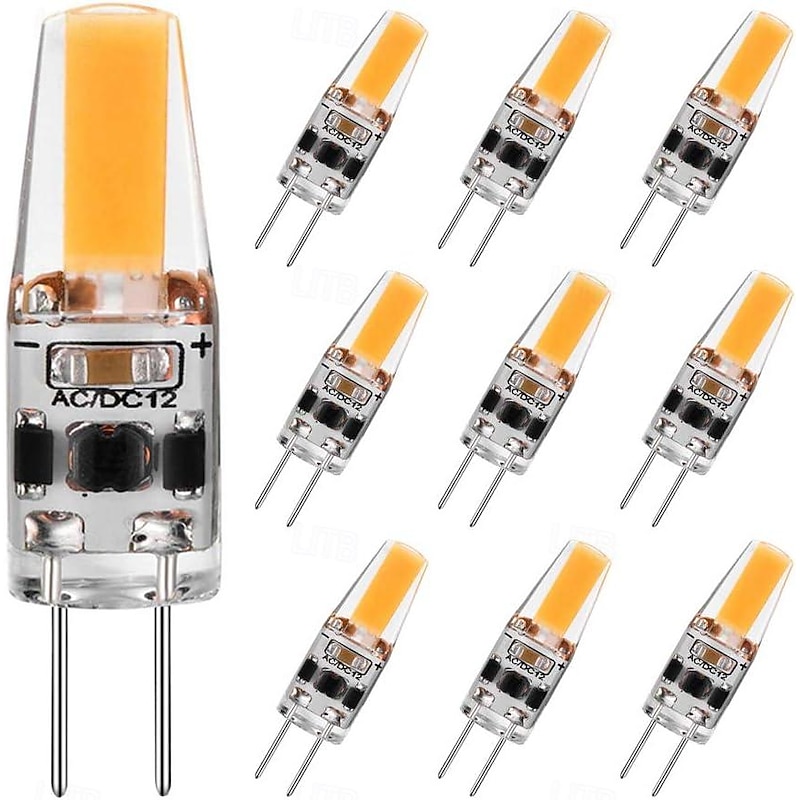 10pcs G4 LED Bi-pin Bulbs 2W Equivalent to 20W T3 JC Type Bi-Pin G4 Base Halogen Bulb AC/DC 12V Daylight White 6000K G4 Bulb for Under Cabinet Light Ceiling Light RV Boats Outdoor Landscape Lighting - Main Image