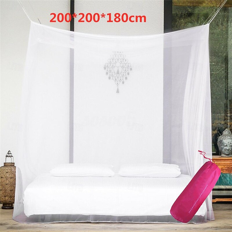 Mosquito Net Camp Mosquito Net with Carry Bag, Large Netting Curtains Camping, Bedding, Patio Carrying Pouch and Hanging Kit2