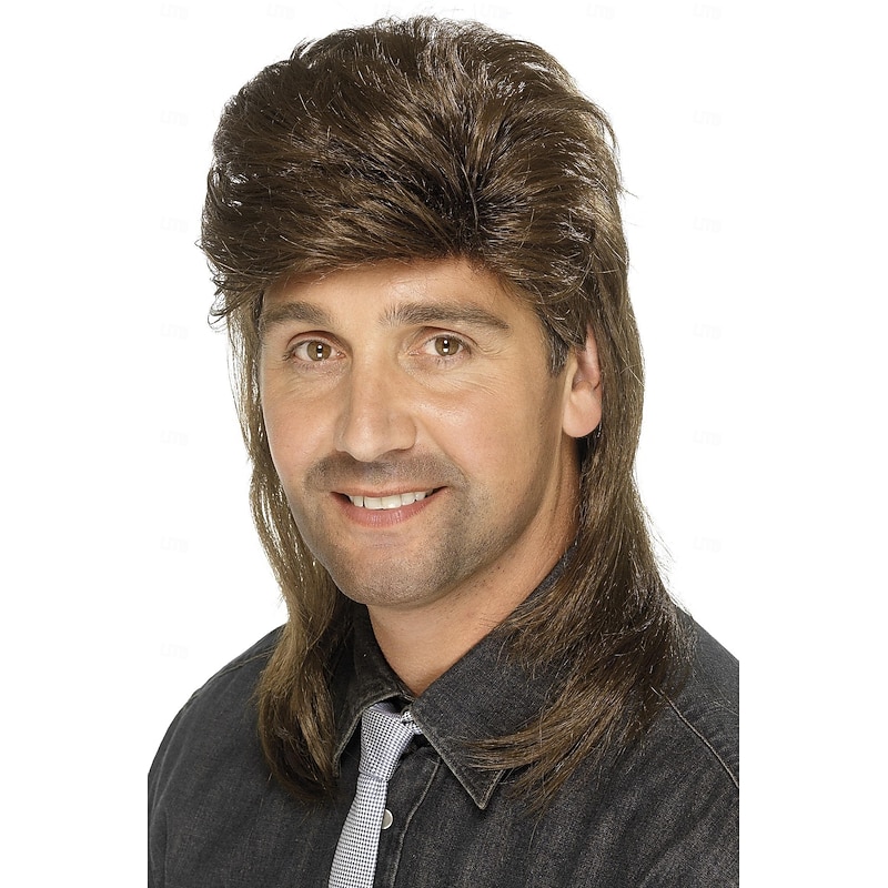 Synthetic Wig Straight Wavy Asymmetrical Wig Short Brown Synthetic Hair Men's Fashionable Design Soft Natural Brown3