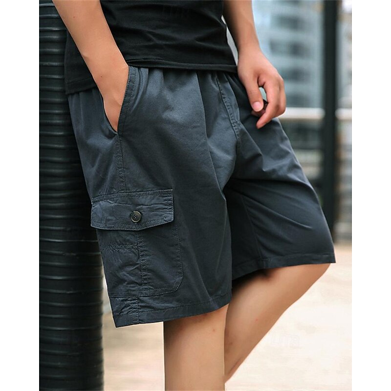 Men's Tactical Shorts Cargo Shorts Shorts Drawstring Elastic Waist Multi Pocket Plain Wearable Knee Length Outdoor Daily Camping & Hiking Fashion Classic Black Army Green