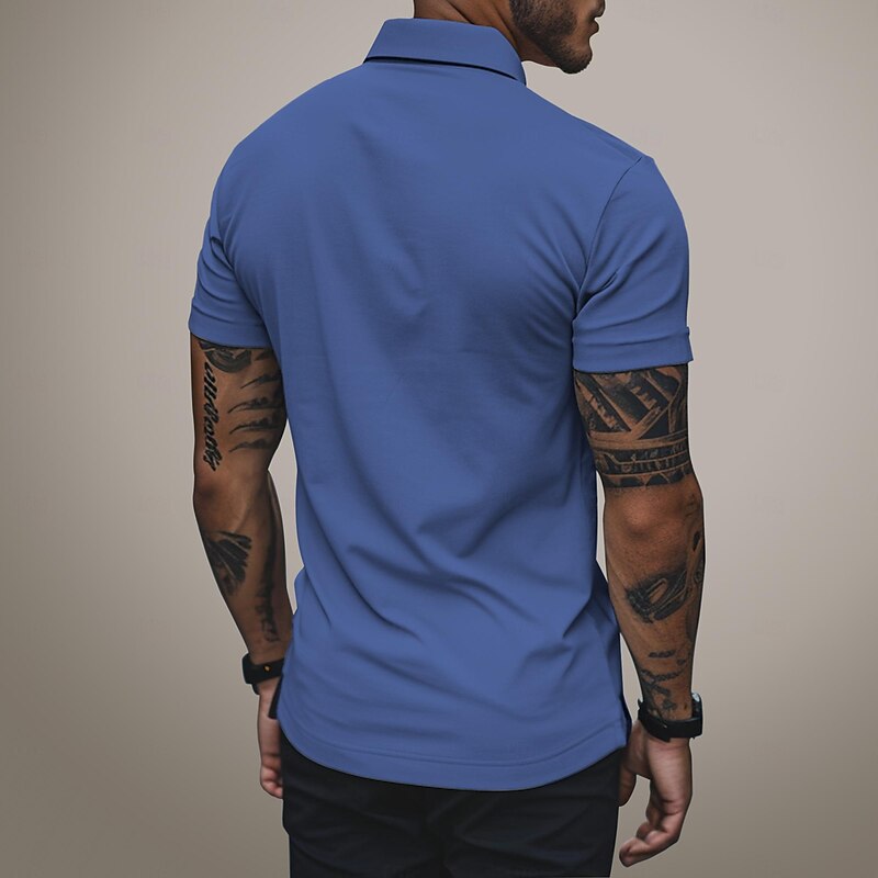 Men's Zip Polo Shirts Golf Shirt Short Sleeve Polo Shirts Collared Shirts Casual Vacation Wear Formal Wear Festival Wear 3D Print Quarter Zip Polo Summer Black Blue Purple2