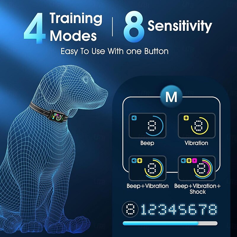 Automatical Anti Bark Collar Anti barking Device for Dogs Training Behavior Aids 4 Training Modes 8 Sensitivity Waterproof Rechargeable3