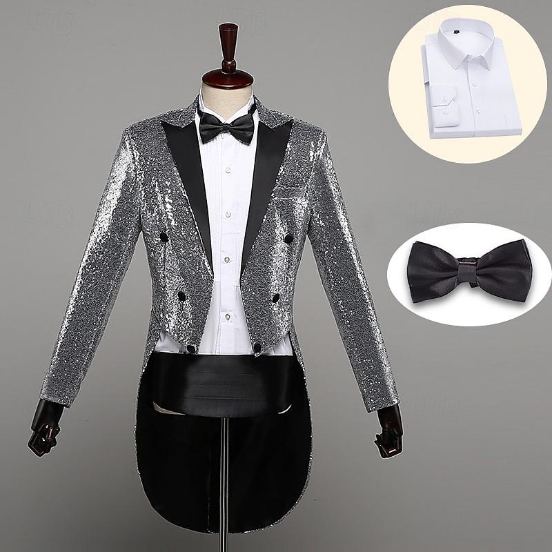 Retro Vintage Disco 1980s Tuxedo Suits & Blazers Tailcoat Disco Sequins Fancy Dress Men's Masquerade Party / Evening Pride Parade Pride Month Adults' Coat4