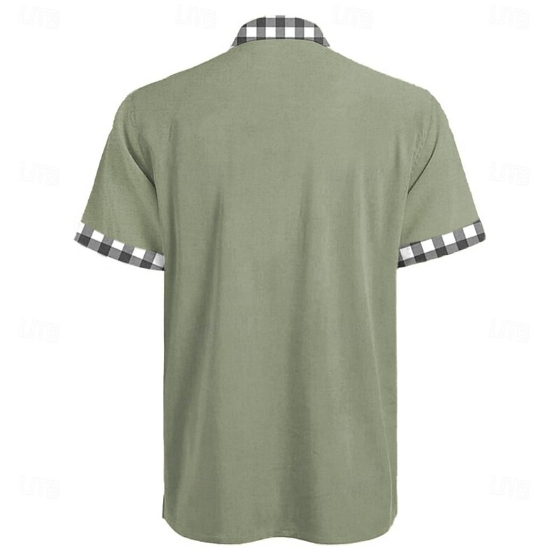 Men's Coconut Tree Tropical Plants Shirt Summer Hawaiian Shirt Button Up Shirt Short Sleeve Shirt Grandad Collar Band Collar Casual Tribal Daily Hawaiian Blue Green Khaki S M L2