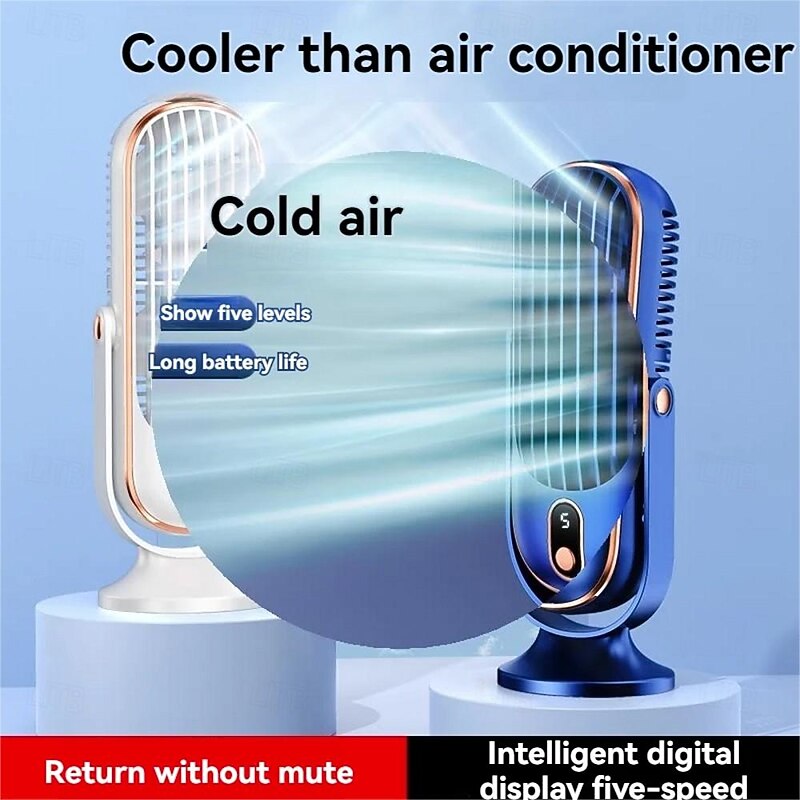 Portable Air Conditioner Fan, Large Battery Dual Motor Household Small Air Cooler, 5-speed Air Cooling Fan 720 ° Surround Air Blower, Office, Tourism, Camping, Outdoor RV Portable USB Fan, Thanksgiving Halloween Christmas Gift2