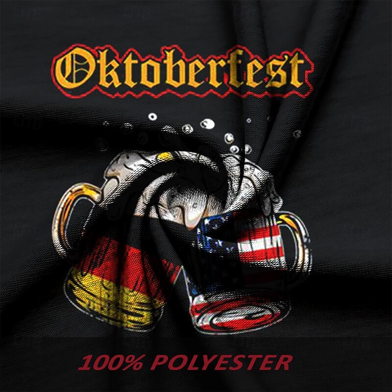 Men's Oktoberfest Beer T Shirt Short Sleeve T shirt 3D Print Crew Neck Shirt Fashion Designer Retro Vintage Party Street Casual Blue Summer Spring Clothing Apparel S M L XL XXL XXXL3