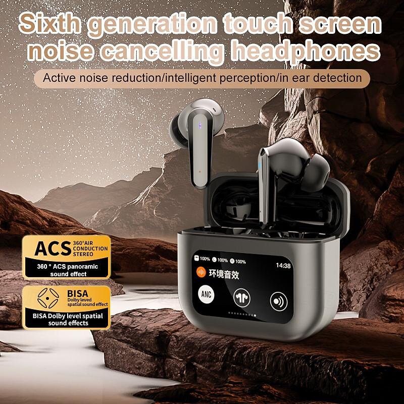 TWS headset full color touch screen Bluetooth headset ANC noise reduction LCD smart screen Headphones Sports Headset3