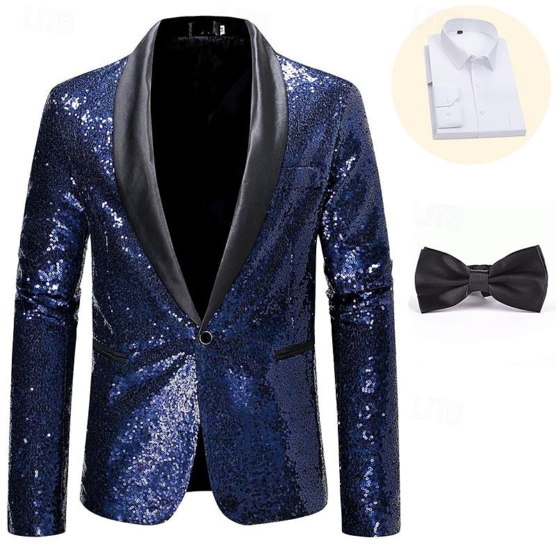 Retro Vintage Rococo Baroque Suits & Blazers Gentleman Sequins Fancy Dress Men's Masquerade Party / Evening Pride Parade Pride Month Adults' Coat3