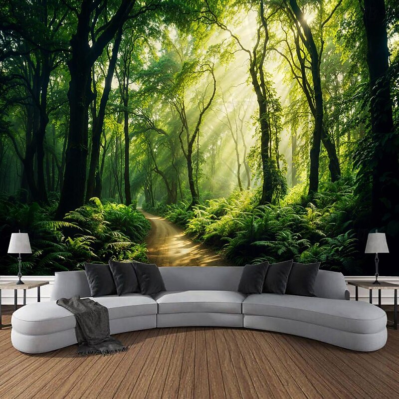 Nature Forest Pathway Hanging Tapestry Wall Art Large Tapestry Mural Decor Photograph Backdrop Blanket Curtain Home Bedroom Living Room Decoration4