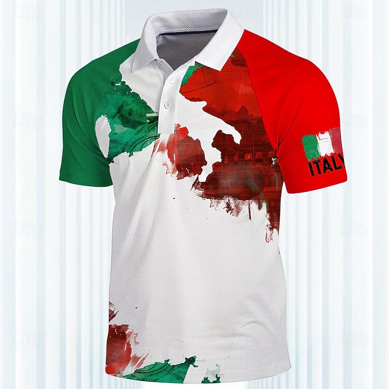 Men's Veterans Patriotic Sports Polo Shirts Golf Shirt Short Sleeve Polo Shirts Collared Shirts Casual Sportswear Vacation Wear 3D Print Buttons Spring & Summer White