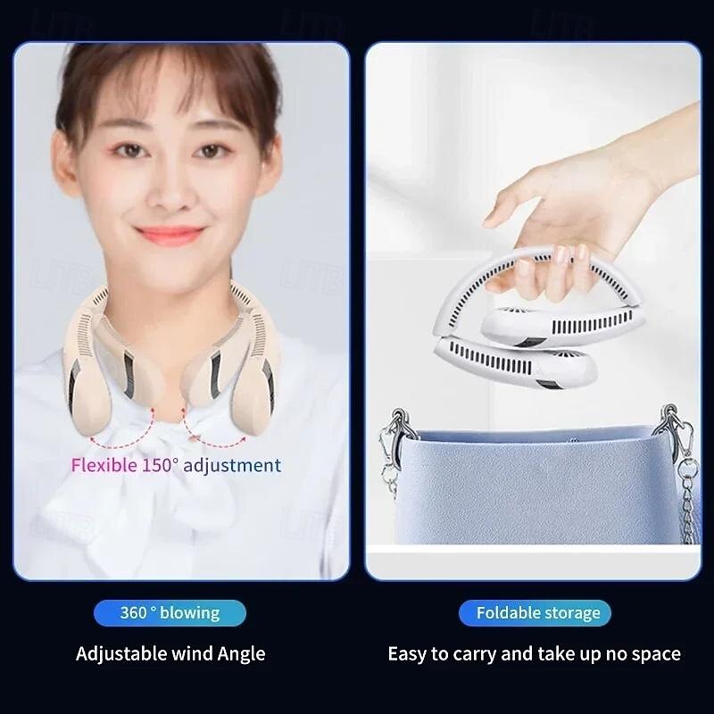 5000mAh Hanging Neck Fan – Portable Folding Bladeless Air Cooler, USB Type-C Rechargeable for Sports & Travel3