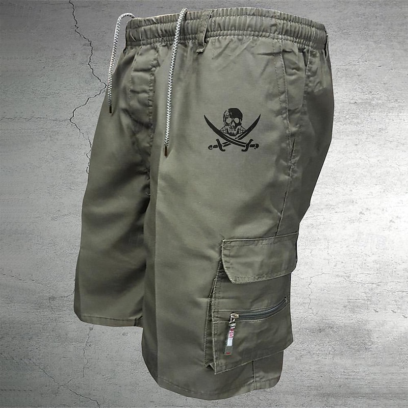Men's Tactical Shorts Cargo Shorts Shorts Drawstring Elastic Waist Multi Pocket Skull Wearable Short Outdoor Daily Camping & Hiking Fashion Classic Black Army Green