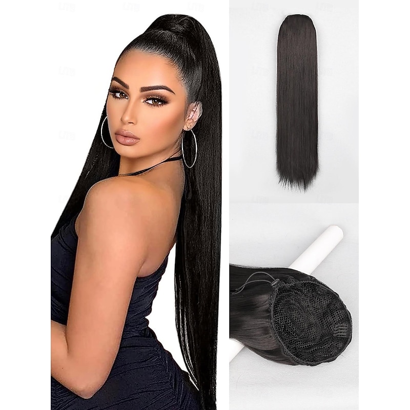 Drawstring Ponytails Adjustable / Braided Rope Synthetic Hair Hair Piece Hair Extension Straight 26 inch Daily Wear