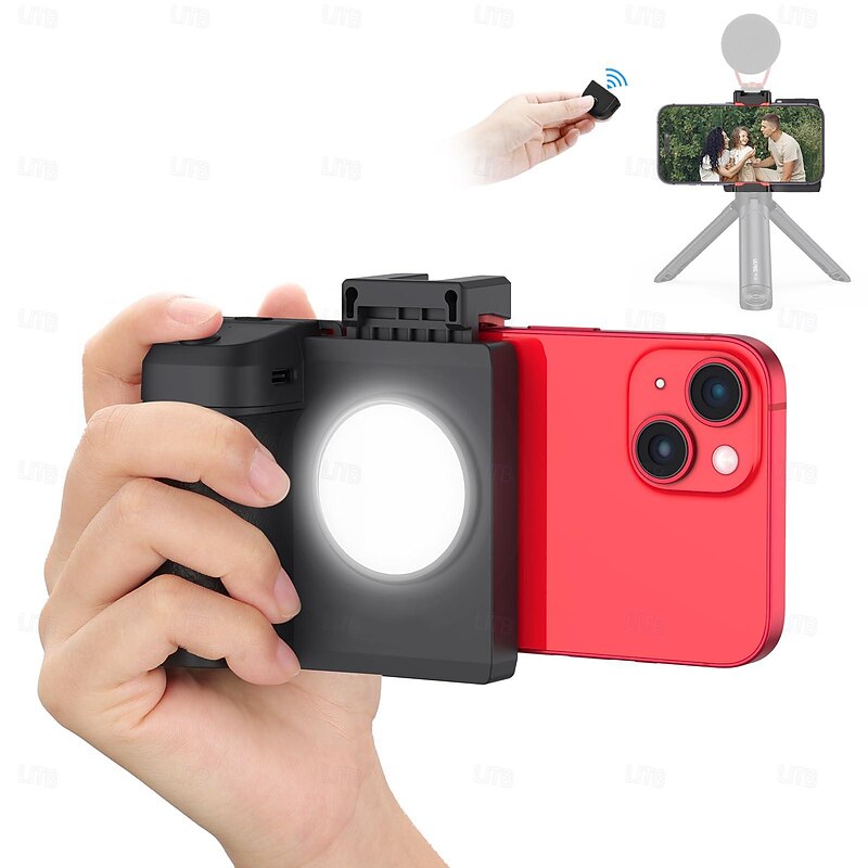 PH-14 Fill Light, Wireless Bluetooth Remote Control Three-Gear Adjustable Selfie Light, Smartphone Camera Shutter Handle Grip Detachable for iPhone Samsung Google OnePlus Phones Video/Photo Shooting