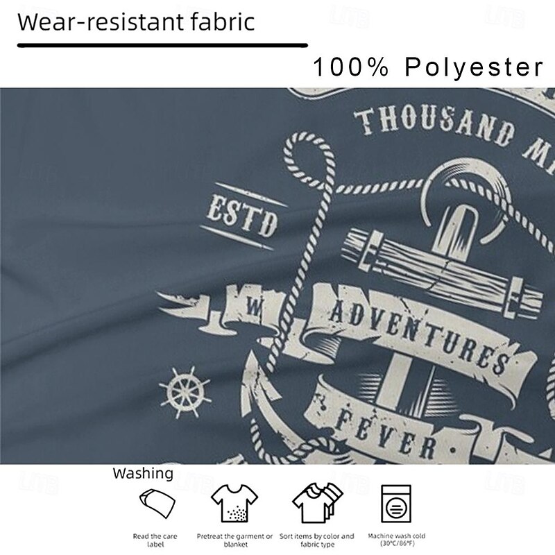 Men's Nautical Anchor T Shirt Short Sleeve T shirt 3D Print Shirt Casual Daily Blue Spring & Summer Clothing Apparel S M L XL XXL 3XL3