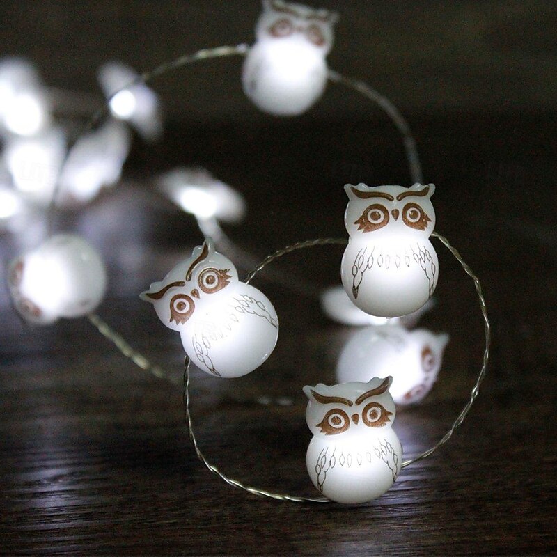 Owl Snow Bird String Lights Decorations, 3M-30LED Summer String Lights Battery Operated with Remote for Indoor, Christmas Tree Party Haunted Spooky Lights Halloween