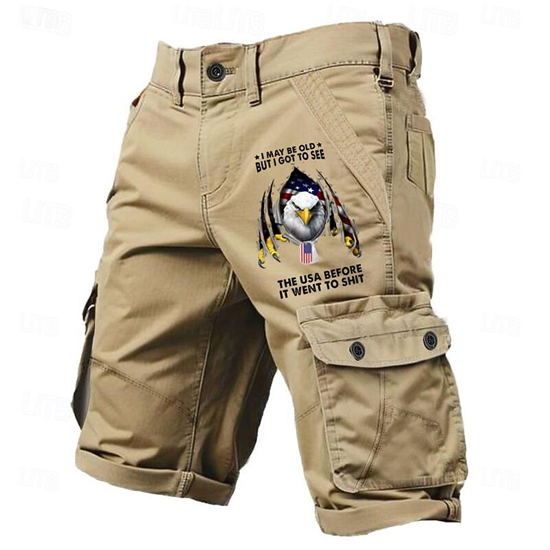 Men's Letter Eagle American Flag Cargo Shorts Mid Waist Sports Fashion Designer Outdoor Sports Outdoor Casual 6 Pocket Designer Clothing Apparel3