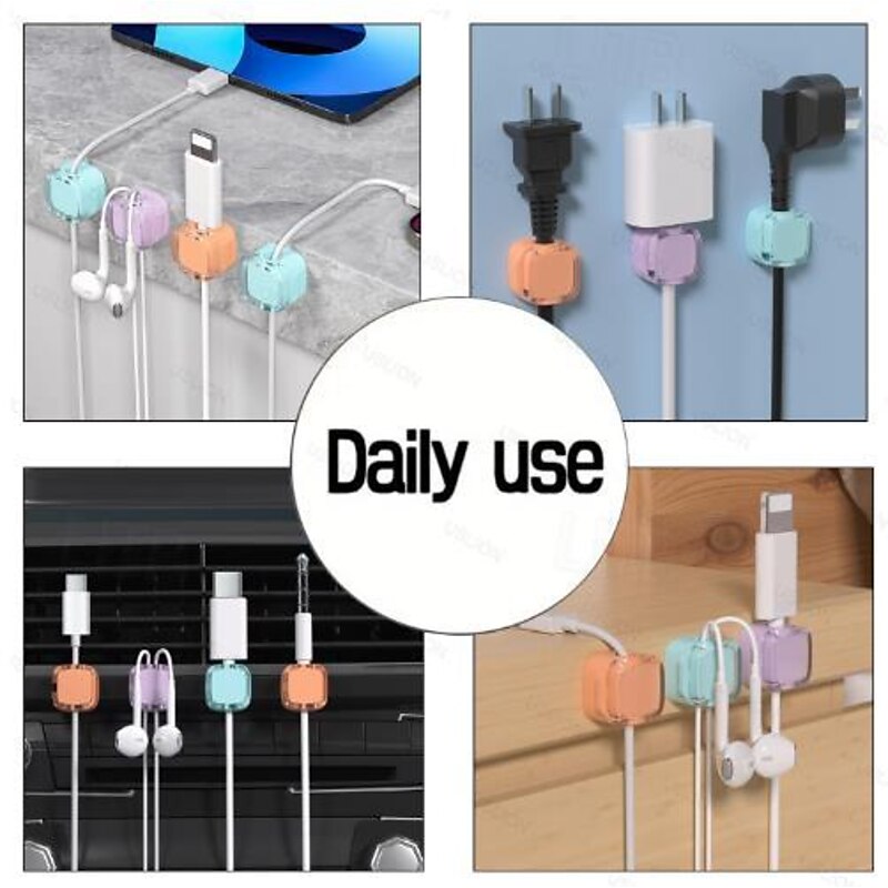6pcs Magnetic Cable Organizer Clips - Self-Adhesive Cord Management Holder for Desk, No Nails Needed, Cable Clamp and Ties for Wire Storage and Organization2