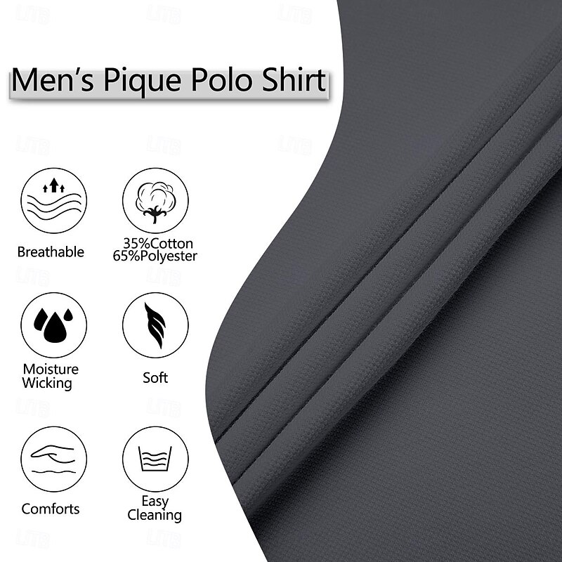 Men's Polo Shirts Golf Shirt Casual Holiday Ribbed Polo Collar Short Sleeve Fashion Basic Plain Pocket Classic Summer Regular Fit Navy Black White Drak Red Grey Light Blue Polo Shirts3