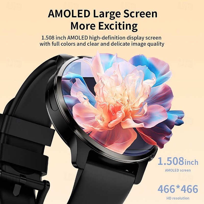 LOKMAT APPLLP 2 Smart Watch 1.508 inch 4G LTE Cellular Smartwatch Phone 3G 4G Bluetooth Pedometer Call Reminder Sleep Tracker Compatible with Null Women Men GPS Hands-Free Calls Media Control IPX-42