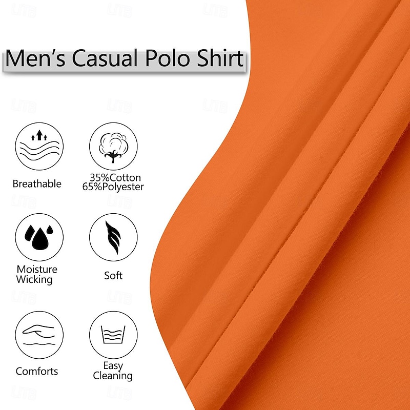 Men's Cotton Blend Polo Shirt Golf Shirt Casual Holiday Lapel Short Sleeve Fashion Basic Houndstooth Plaid / Check Patchwork Pocket Summer Regular Fit Dark Grey White Sky Blue Orange Khaki Cotton2