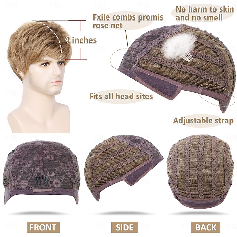 Men's Wig Short Brown Wig Halloween Costume Wigs for Men Party Cosplay Synthetic Men Wig Realistic Daily Wig for Male4