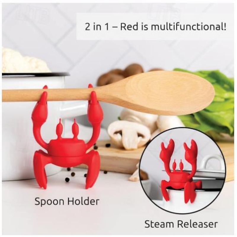 Crab Silicone Utensil Rest - Red Crab Spoon Holder, Heat-Resistant Spoon Utensil Holder Clip, Kitchen Grill Utensil Holder, Silicone Spoon Rest for Stove Top Creative Kitchen Gifts2