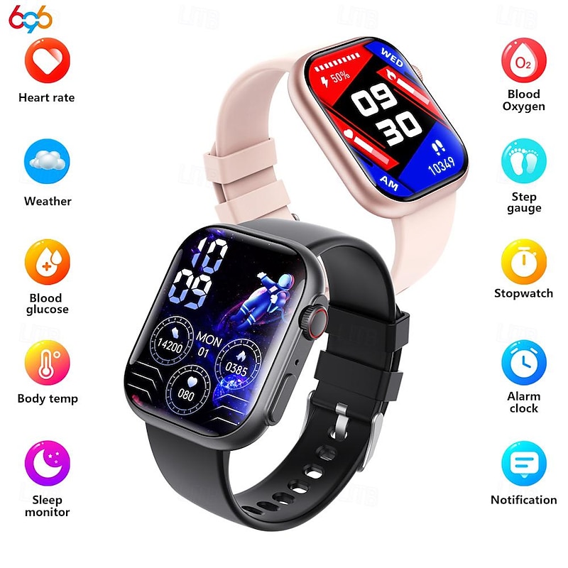 696 F59 Smart Watch 2.1 inch Smart Band Fitness Bracelet Bluetooth Pedometer Call Reminder Sleep Tracker Compatible with Android iOS Women Hands-Free Calls Message Reminder IP 67 38mm Watch Case